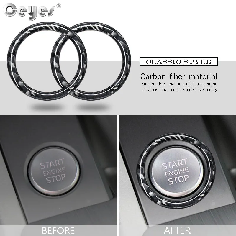 Ceyes углеродное волокно авто одна кнопка старт стоп внутреннее украшение круг