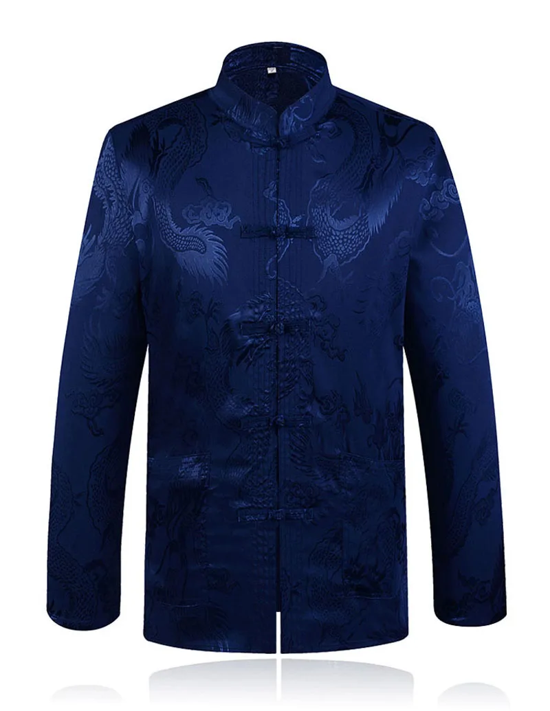 Куртка мужская с китайским традиционным воротником пиджак пальто драконом M L XL XXL