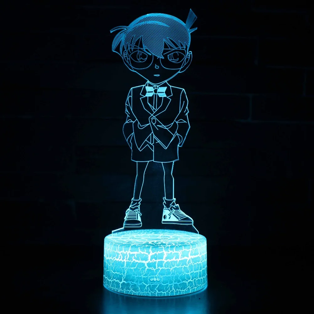Мультфильм Conan 3D лампа 7 цветов изменить ночник 5 в USB настольная прикроватный свет