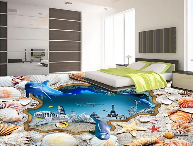 fashion 3d floor luxury wall paper Empty island wood corridor flooring for Shopping mall kitchen mural wallpaper | Обустройство дома