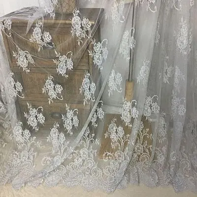 Light grey Красивые ресницы свадебные кружевные ткани ручной работы материал вечернее платье одежда ткань ширина 150 см 3 м/шт - Цвет: Light grey