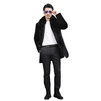 mens coat genuine leather fur coats clothing fox fur collar rabbit fur coat hairy jacket male winter warm outwear