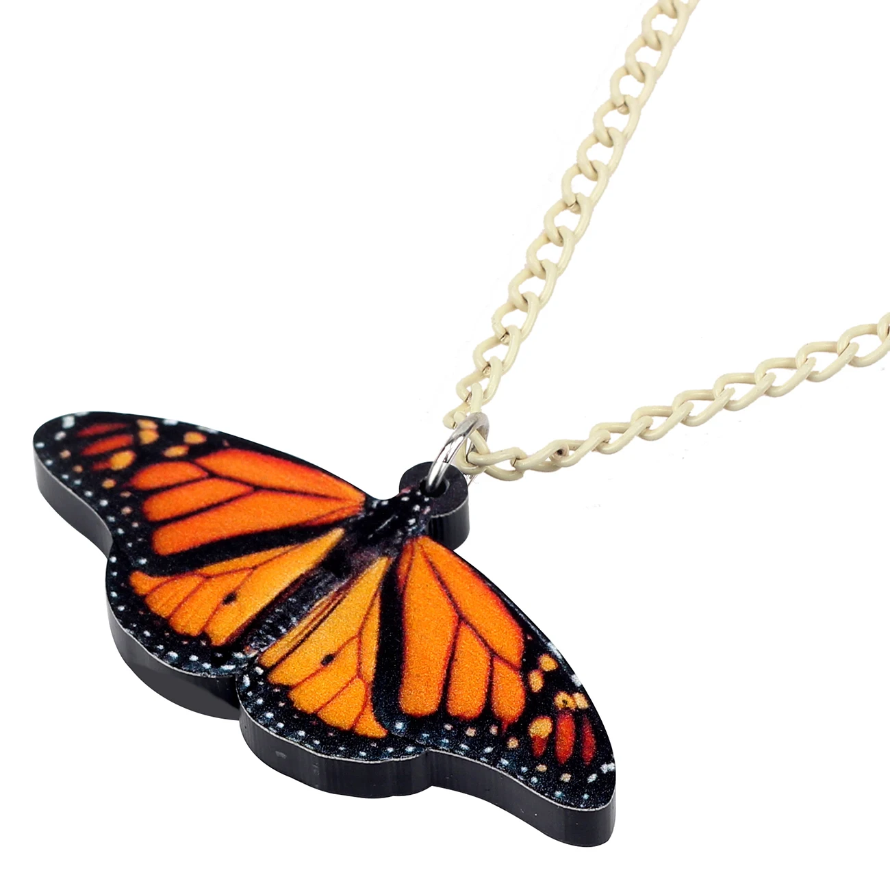 WEVENI акриловое оранжевое монархическое ожерелье с насекомыми-бабочками цепочка