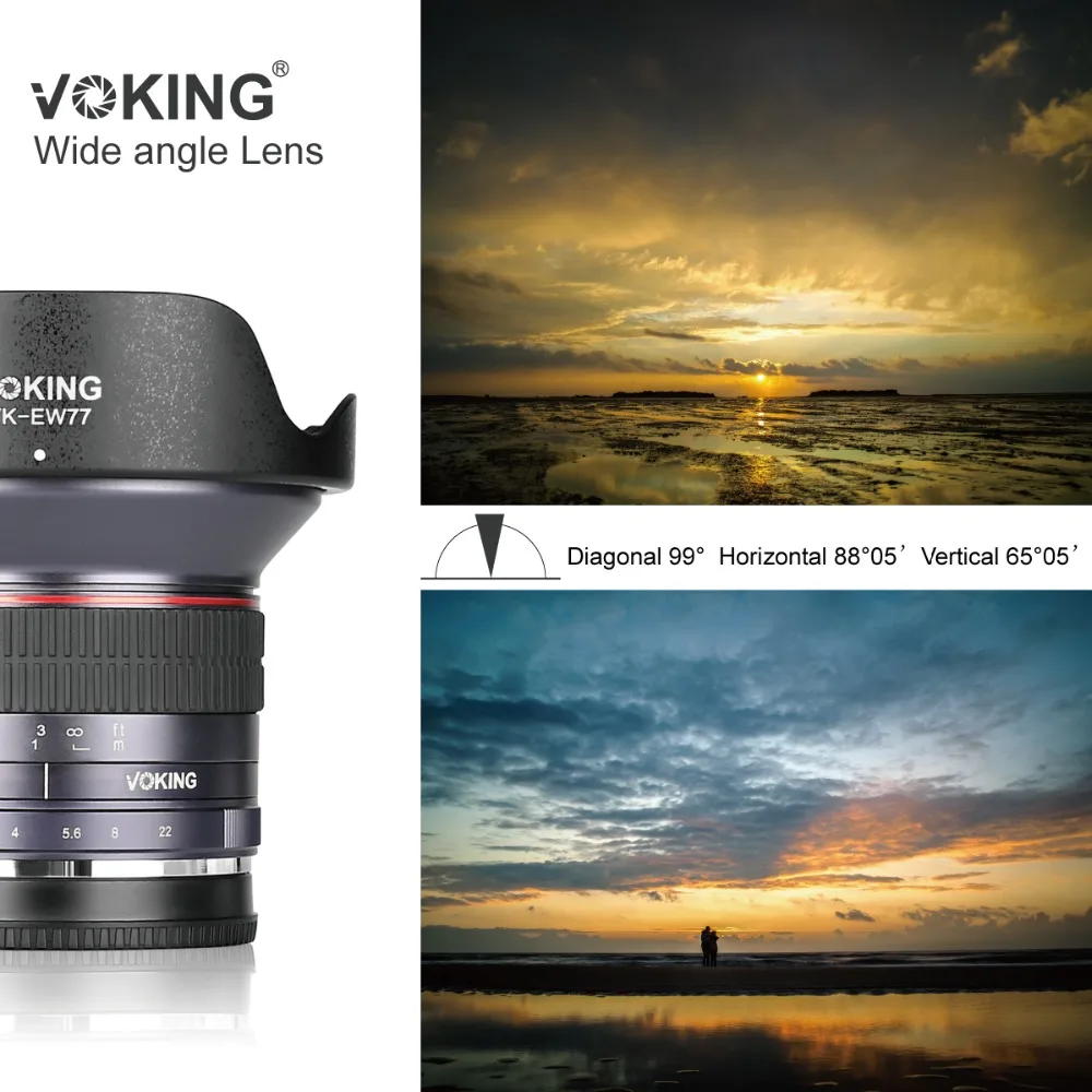 Сверхширокоугольный фиксированный объектив VOKING 12 мм f/2 8 с съемной блендой для EF-M