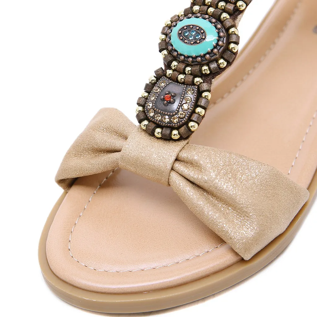 SAGACE; Новинка года; женские босоножки на платформе; chaussures femme; Женская обувь в богемном стиле; Ретро; римские повседневные сандалии на плоской подошве, украшенные жемчугом и кристаллами, на молнии