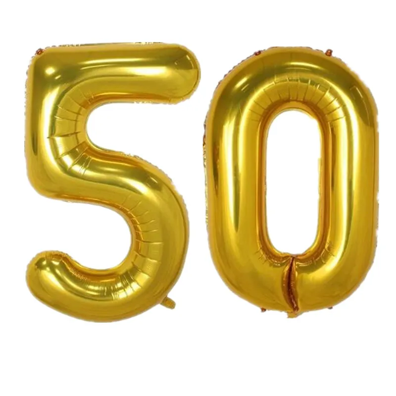 2 шт./лот, 40 дюймов, номер 50, фольгированные гелиевые шары для взрослых в возрасте 50-ти лет, вечерние принадлежности, украшения для дня рождения, юбилея