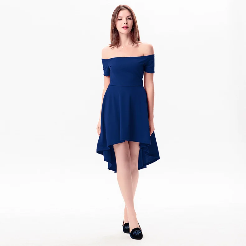 

Spring and summer fashion Slim Women's DRESS SLASH Neck with Short Sleeve