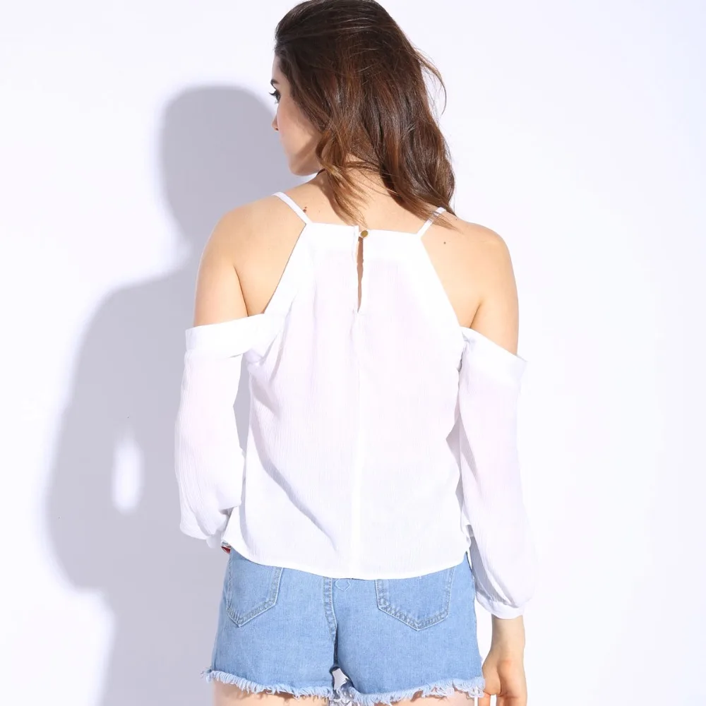 Блузка женская белая с длинным рукавом и треугольным вырезом 2019|blouse fashion|fashion