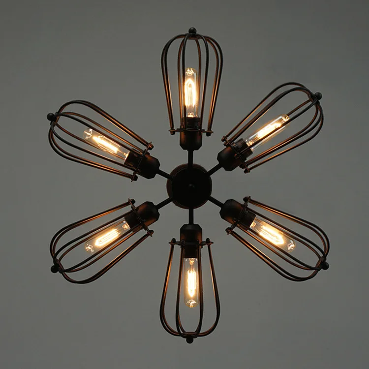 Потолочный светильник E27 в стиле ретро железная потолочная лампа двойного