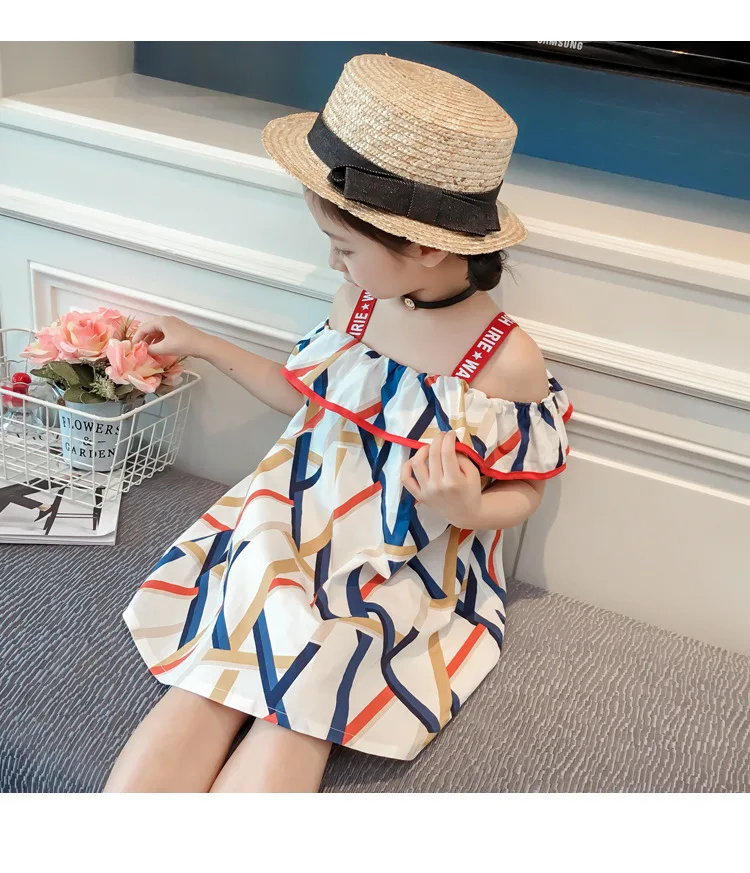 Kids Girl Sling Dresses Summer Chidlren Clothes Toddler Girls Dress Baby Cotton Print Flower Princess Geometric | Детская одежда и
