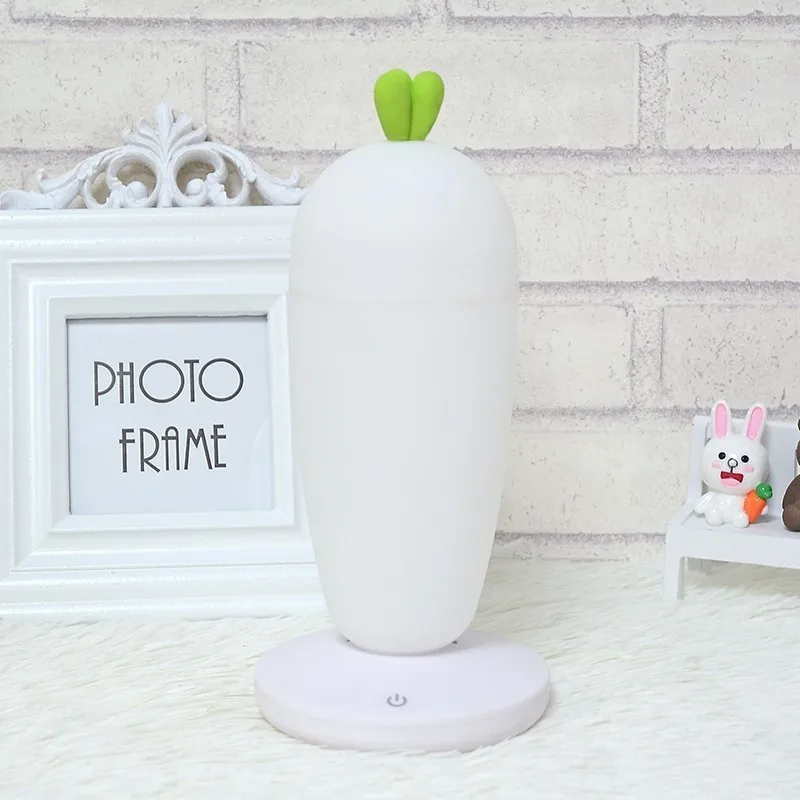 Radish LED Night Light Gift Dimming USB Rechargeable Cute Girl Carrot Touch Switch Bedroom Bedside Table Lamps | Лампы и освещение