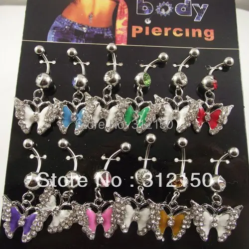 

24pcs Free Shipping Belly Button Ring Body Jewelry Wholesale Jewelry Butterfly Belly Ring Animal JEWELRY