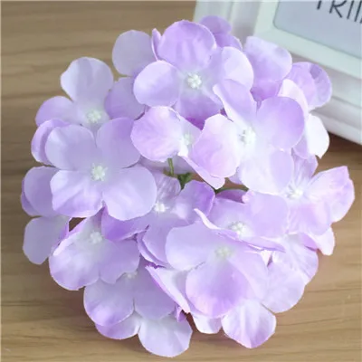 Purple F 10 шт./лот искусственная шелковая Гортензия Цветок голова дома дисплей цветочный головной убор костюм Искусственный цветок для свадьбы фотографии DIY реквизит - Цвет: Purple F