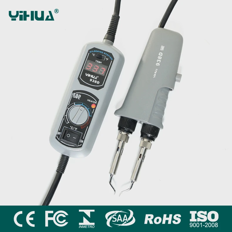 Портативные пинцеты YIHUA 938D 110 В/220 В с вилкой для ЕС/США/ГБ/Австралии мини паяльная