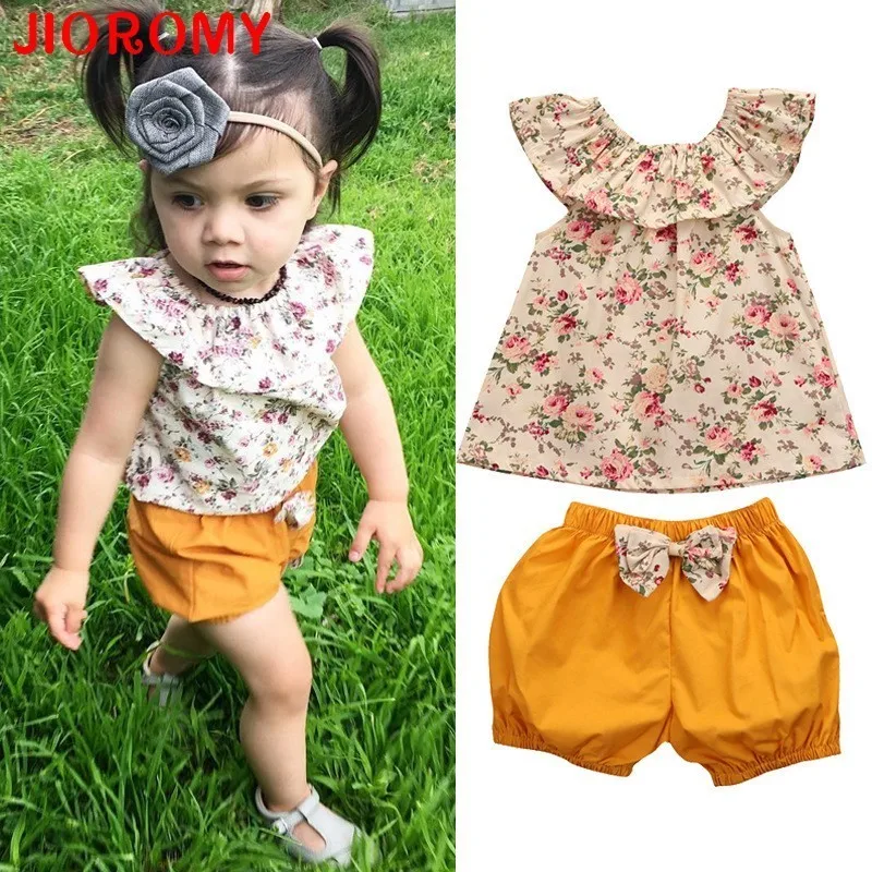 In The Summer Of 2019 New Short Sleeve Shorts Two Infant Girls Broken Flower Style Suit A Generation Hot | Детская одежда и обувь