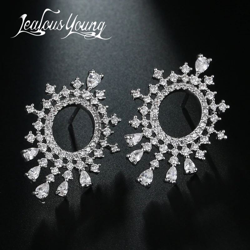 Изысканные трендовые женские серьги 2017 с круглыми гвоздиками из циркония AAA