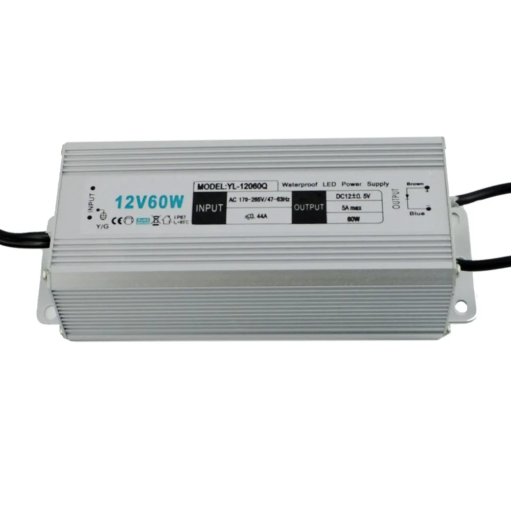 12 в 60 Вт источник питания для светодиодного светильника водонепроницаемый IP67
