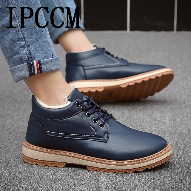 Мужская водонепроницаемая обувь из флиса повседневные универсальные теплые