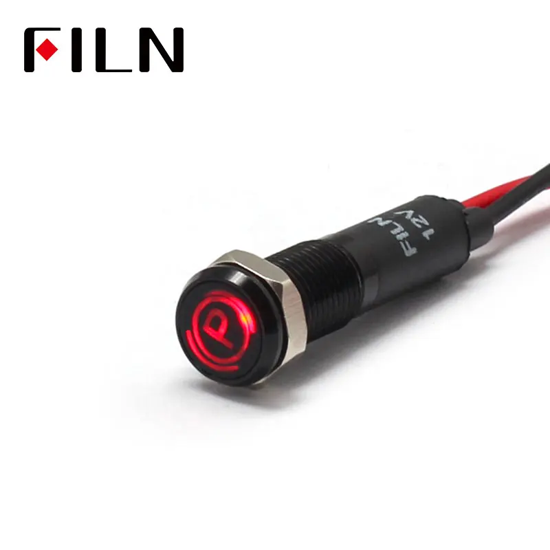 

FILN 8 мм приборная панель автомобиля, символ стоянкового тормоза, светодиодный красный, желтый, белый, синий, зеленый, 12 В, светодиодный индикатор с кабелем 20 см