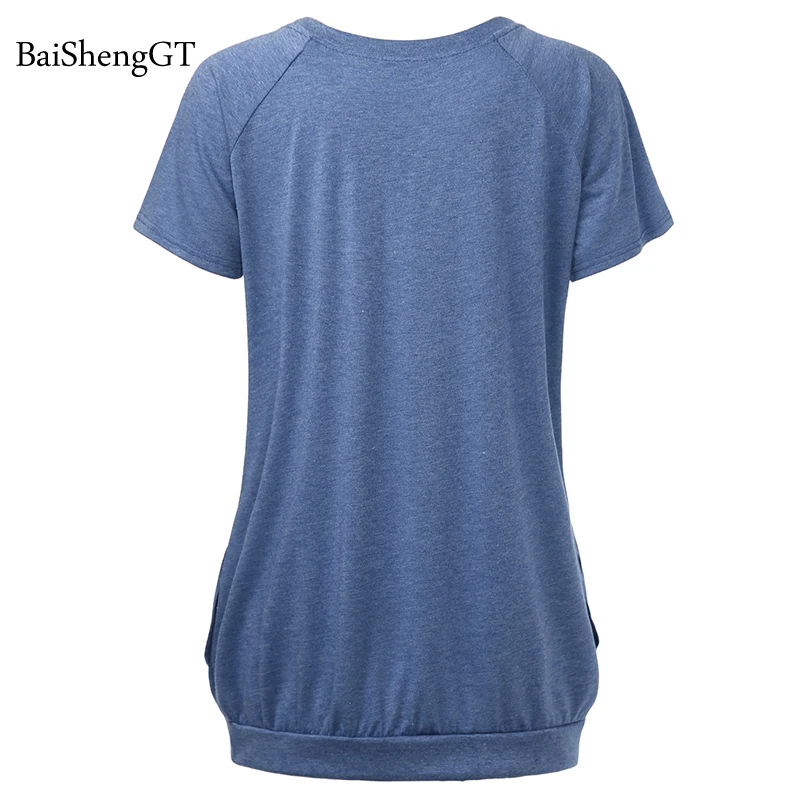 Летние Для женщин футболка Топы Повседневное круглым вырезом короткий рукав