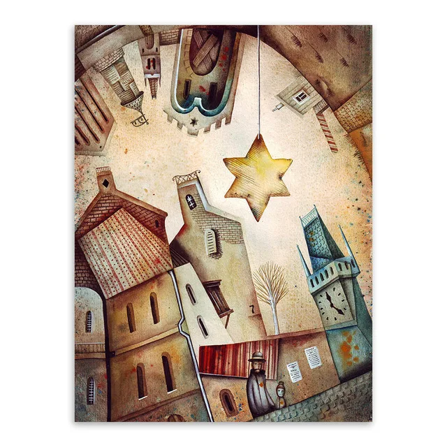 Абстрактная синяя геометрическая форма Художественный винтажный печатный