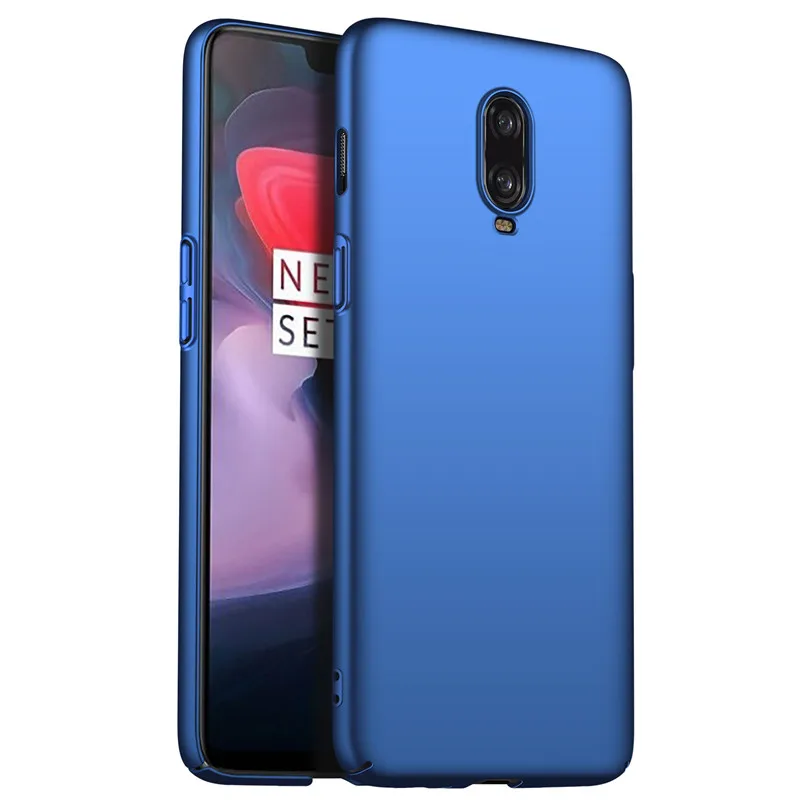 blue Чехол для Oneplus 6 T, чехол Mofi One Plus 6 T, чехол жесткая задняя крышка из ПК, однотонный, тонкий, красный, черный, 1+ 6 T, Oneplus6T, чехол, капа, Coque Funda - Цвет: blue