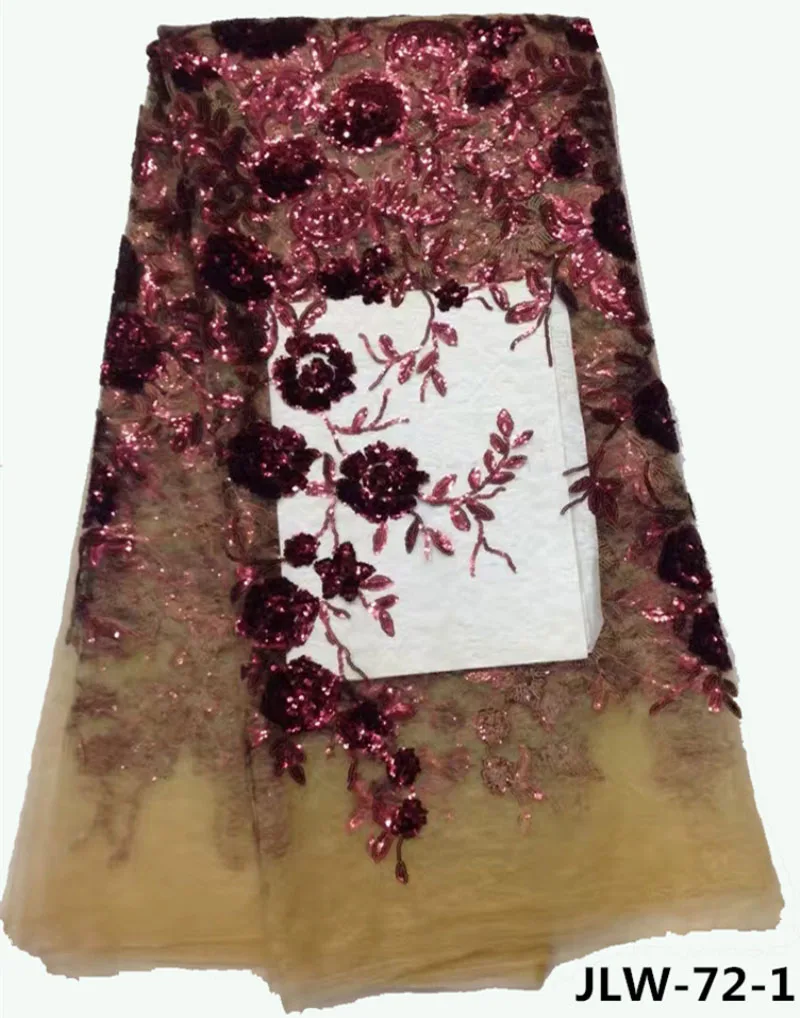 color 1 Melody органза французские кружева ткань 3D блестки Цветочная вышивка высокое качество тюль сетка кружева Мягкая ткань для женщин JLW-72 - Цвет: color 1