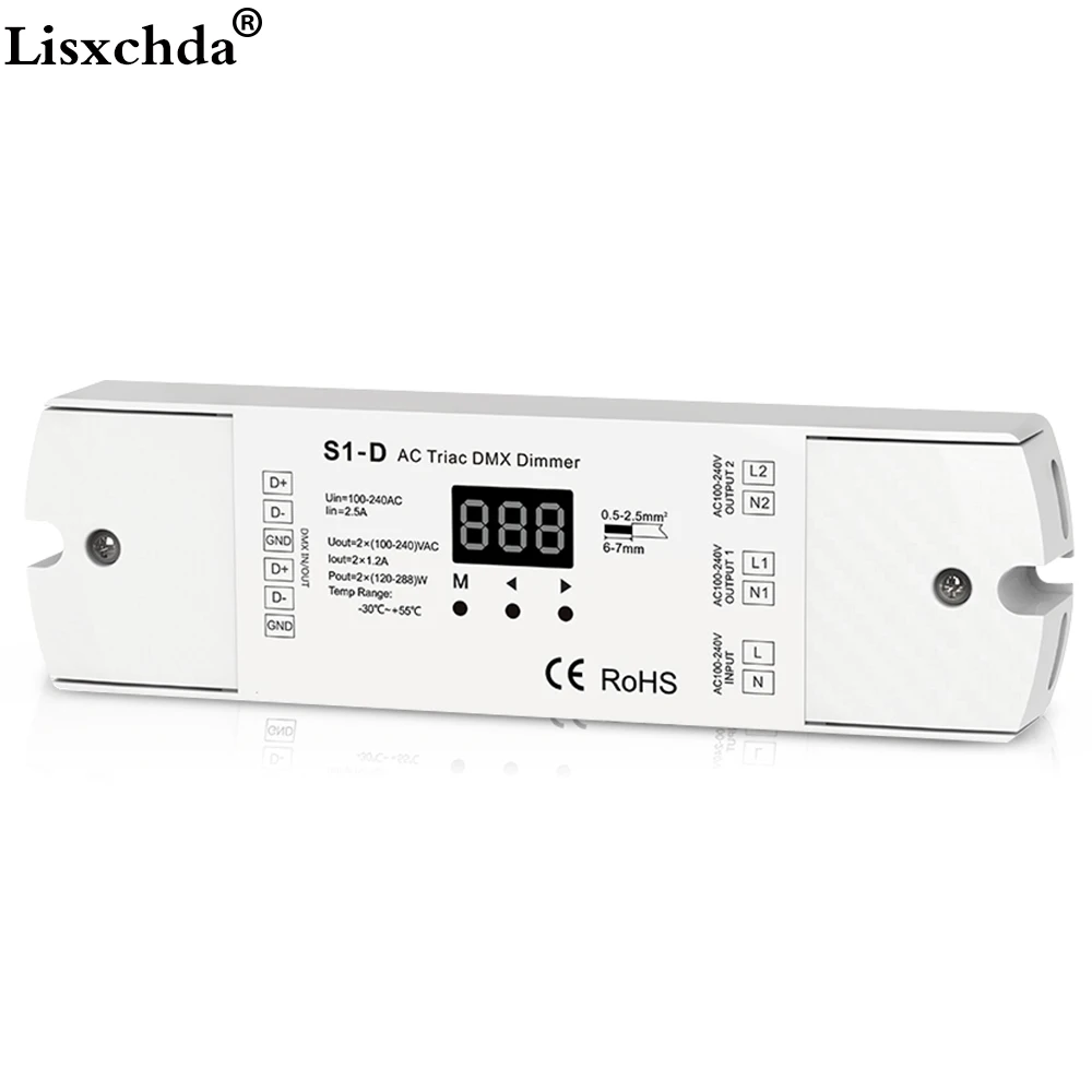 Двухканальный диммер двойной выход 2 канала силиконовый контроллер DMX 512 для