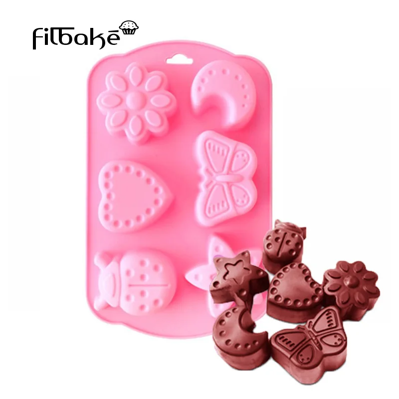 FILBAKE 6 полостей насекомые Бабочка Луна звезда 3D силиконовый торт помадка шоколад