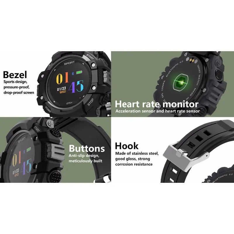 

Smart Watch GPS Heart Rate Monitoring Altimeter Thermometer Barometer Color Screen Fitness Tracker For Android IOS