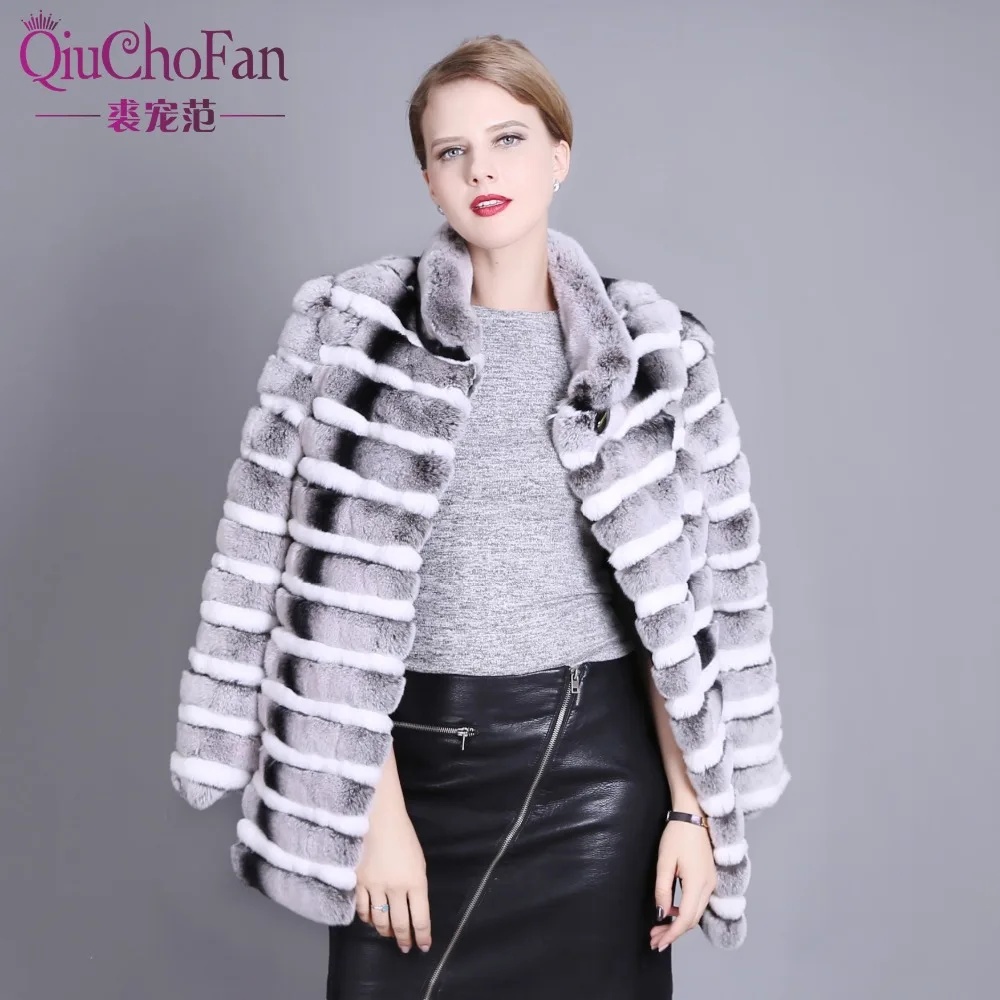 New Fashion Rex Rabbit Coat Mandarin Collar Long Sleeve Thick Warm Fur Winter Women Real Jacket | Женская одежда