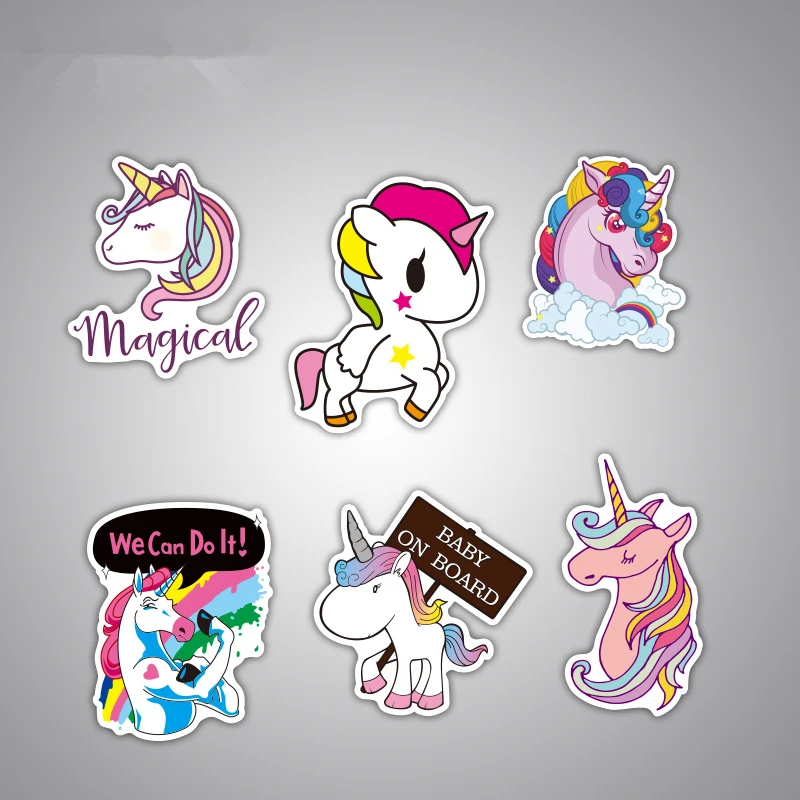 7 шт. многоцветные наклейки на автомобиль в виде единорога Водонепроницаемые