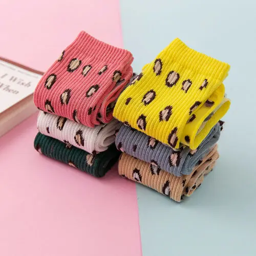 Новые леопардовые детские милые дышащие гольфы для девочек мягкие