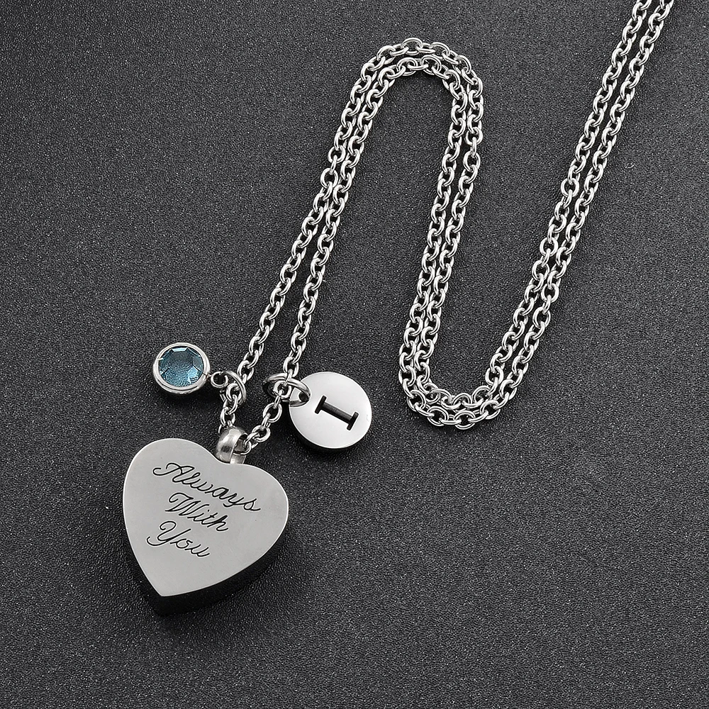 Etching Always With you Forever Heart memorial locket pendant ashes Jewelry Stainless Steel Cremation Urn Necklace For Women | Украшения и