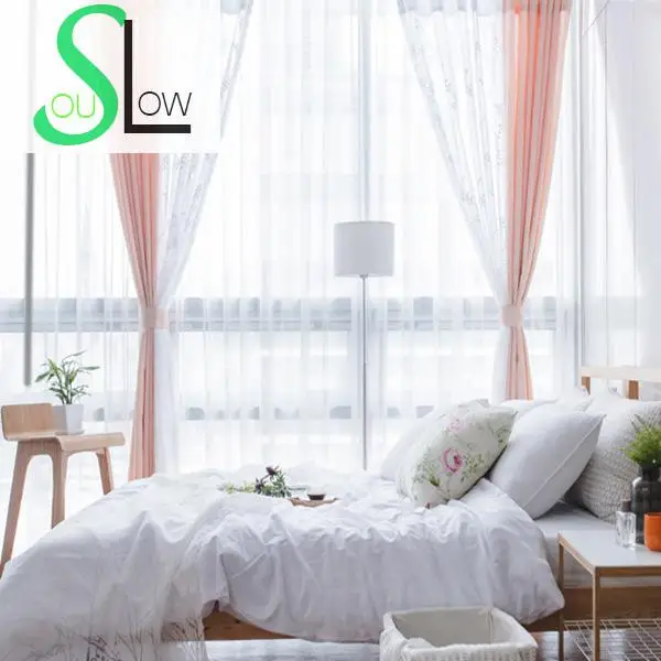Медленный душ белые пасторальные листья занавески для спальни французские окна