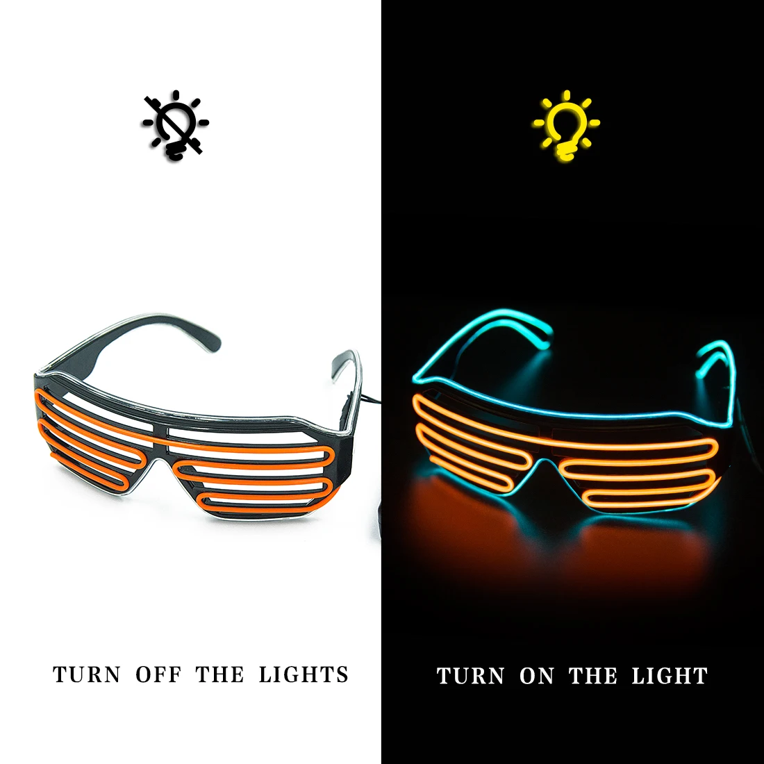 Ice blue and orange Светящееся Стекло es светодиодный Gafas светящийся Bril Neon рождественское свечение солнцезащитное стекло es мигающий светильник для вечерние принадлежности реквизит костюмы Новинка - Цвет: Ice blue and orange
