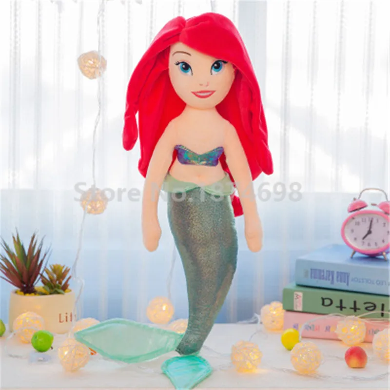 Little Mermaid Большой 65 см Рапунцель Белоснежка Золушка Спящая красавица Pocahontas маленькая Русалочка Принцесса плюшевая кукла игрушка Дети Девочки Подарки - Цвет: Little Mermaid