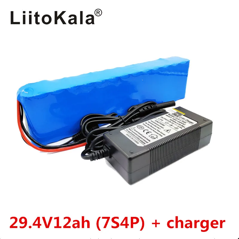 Комплект литиевых батарей LiitoKala 7S4P 24 в 12 Ач батареи для электрического мотора