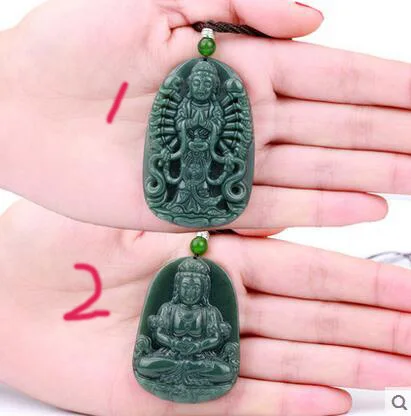 

Natural Green Jade Avalokitesvara Pendant Necklace Jewelry Gift Wholesale