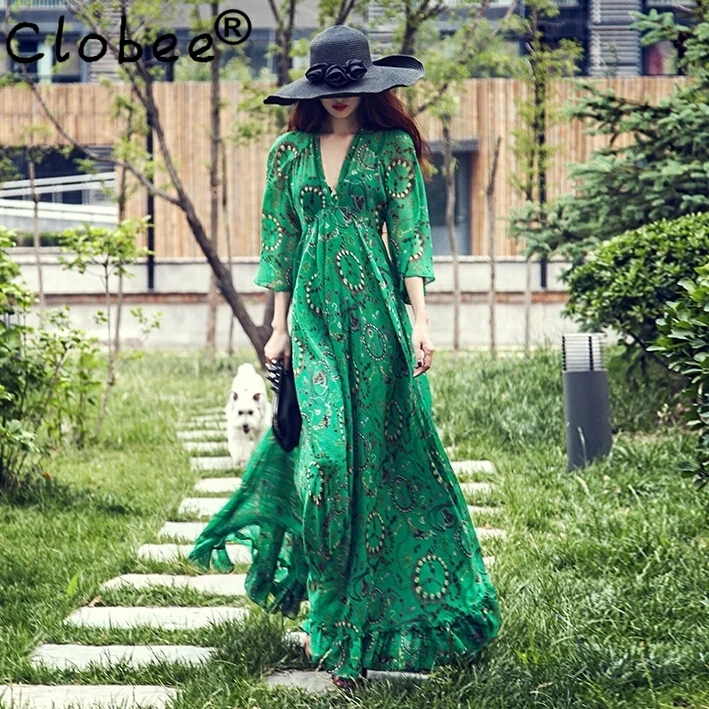 Новое поступление 2018 длинное шифоновое платье макси с цветочным принтом в