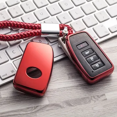 A-Red-keychain Мягкий чехол из ТПУ для ключей для автомобиля автоматическая защита ключа подходит для Lexus ES/RX/NX/RX200t nx200 слез неба искусственный кристалл кулон - Название цвета: A-Red-keychain