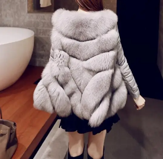 Женская теплая зимняя куртка из искусственного меха со съемным рукавом