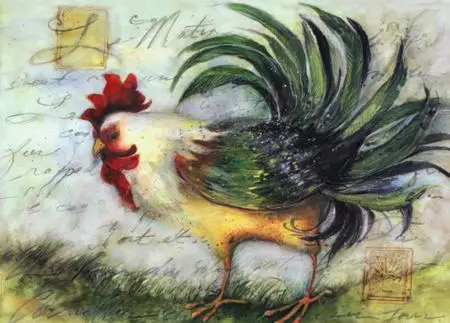 Бесплатная доставка красивая Реалистичная печать петух петь холст картина