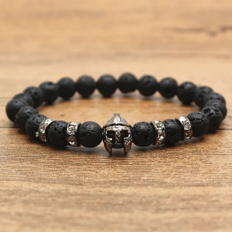 Браслет в античном стиле с золотым и серебряным покрытием Лев мужские черные