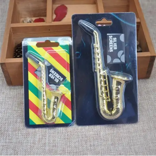 Two Style Small / Big 1X Reggae Saxophone Shaped Metal Smoking Pipe Portable Aluminum With 5 Screen Tobacco Herb Pipes | Дом и сад