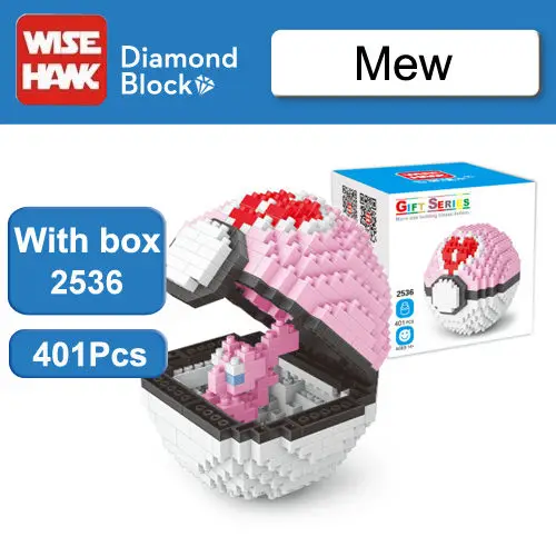 Mew with box Wisehawk мяч Go Пикачу чармандер еevee Psyduck фигурки конструкторы модель игрушки аниме мультфильм игрушка подарок для детей - Цвет: Mew with box