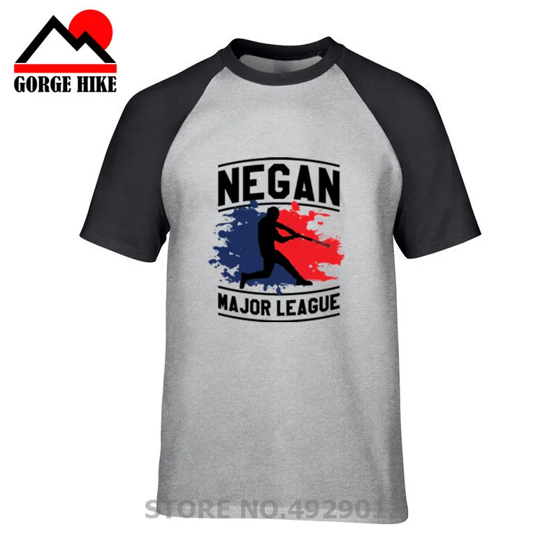 Мужская футболка черная в стиле рок с тяжелым металлом надписью Negan Major League The Walking