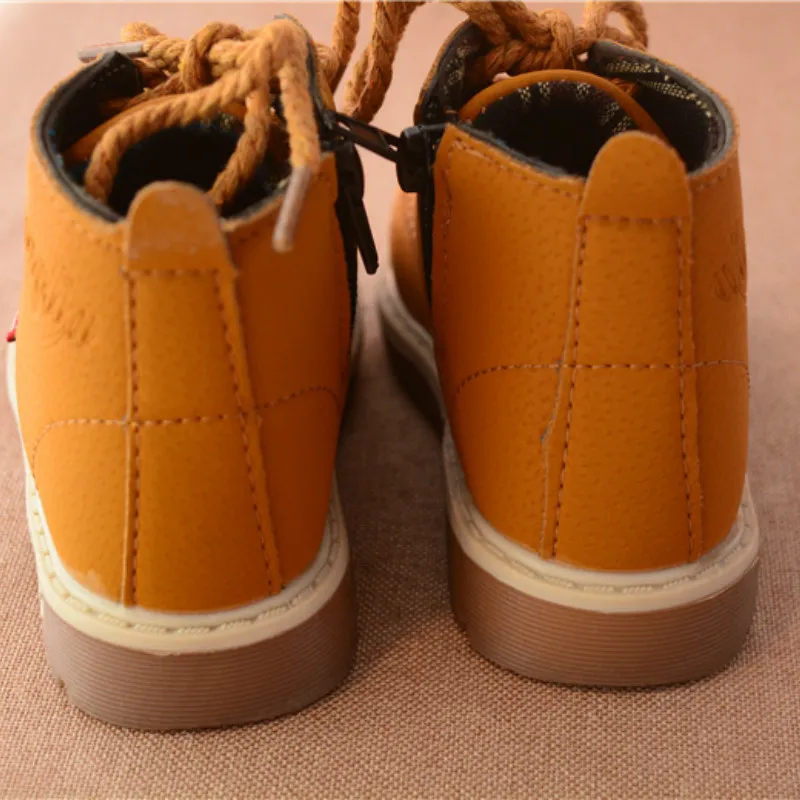 Детские ботильоны на молнии черные желтые короткие ботинки в британском стиле