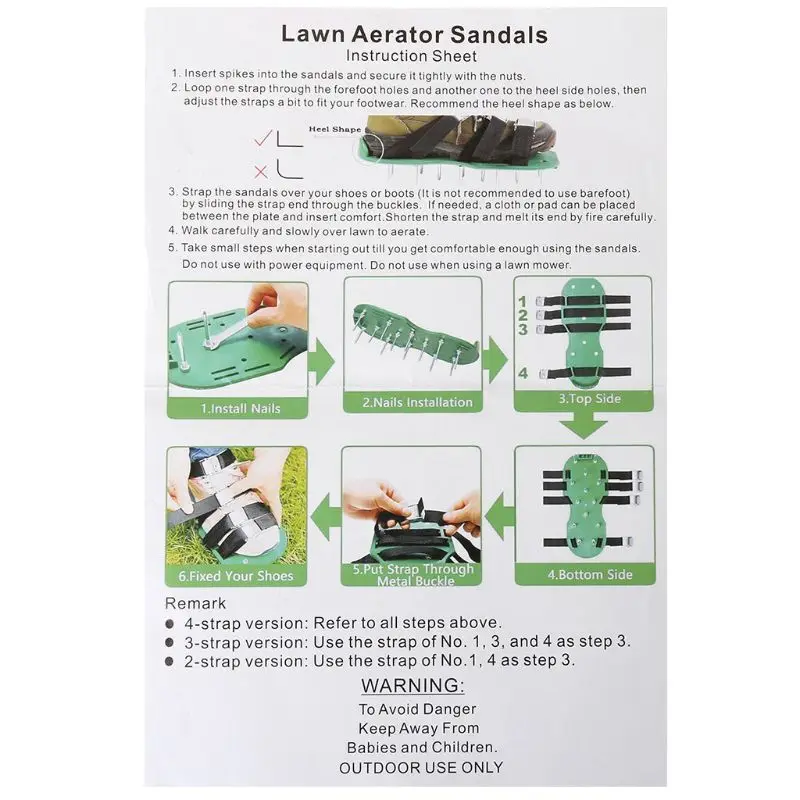 Пара газон зеленый аэратор обувь сандалии трава шипы культиватор для ногтей