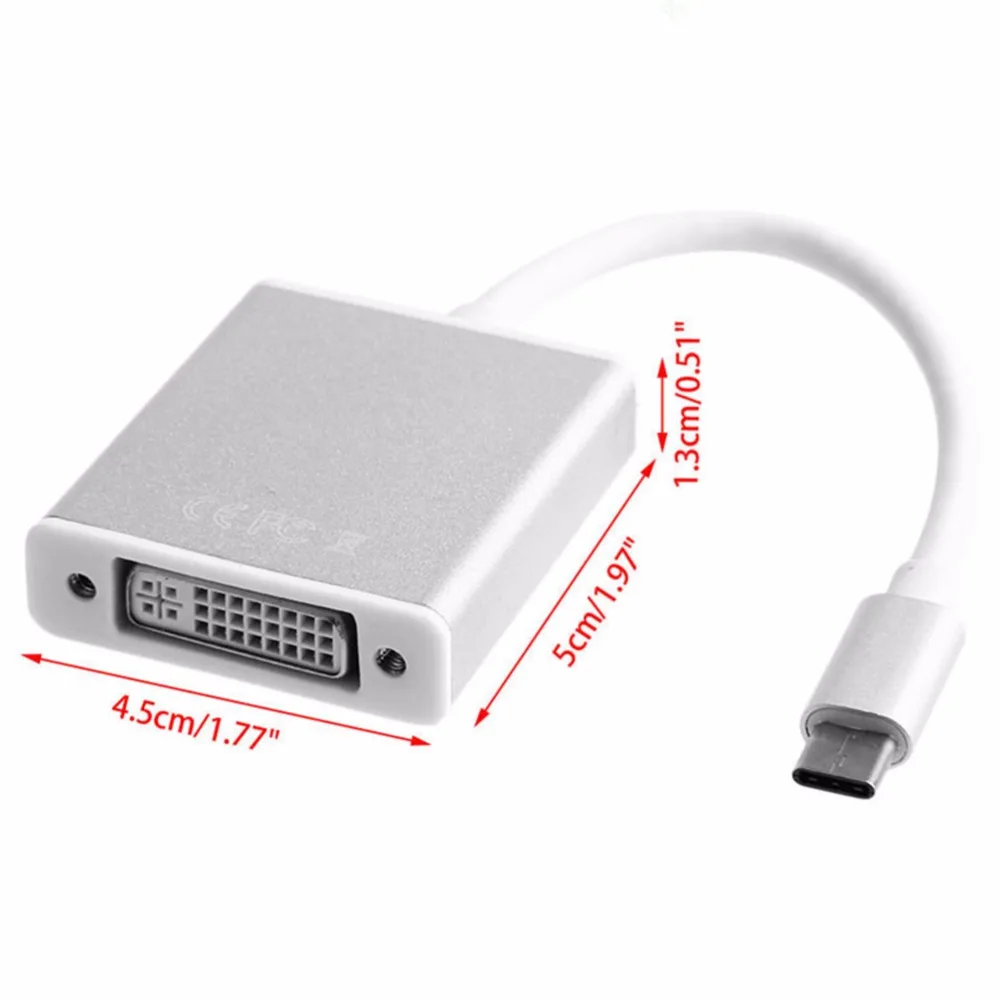 Переходник USB Type C Male to DVI I 24 + 5 Pin Female (совместим с и Thunderbolt 3 Port режим DP Alt) поддержка